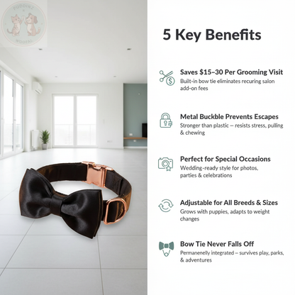 Dog Bow Tie Collar 5 Key Benefits Infographic