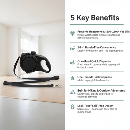 Dog Leash with Built-In Water Bottle – 5 Key Benefits Infographic