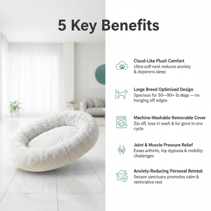 Large Plush Dog Bed 5 Key Benefits Infographic