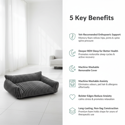 Orthopedic Dog Bed Memory Foam Sofa 5 Key Benefits Infographic