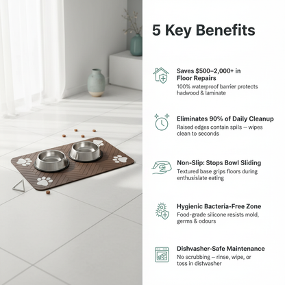 Pet Feeding Mat 5 Key Benefits Infographic