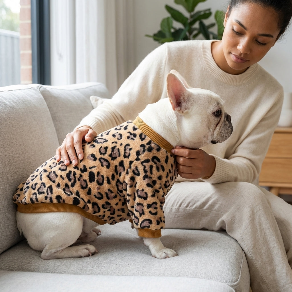 Winter Dog Pajamas – Leopard Print Warm Jacket for Small Dogs
