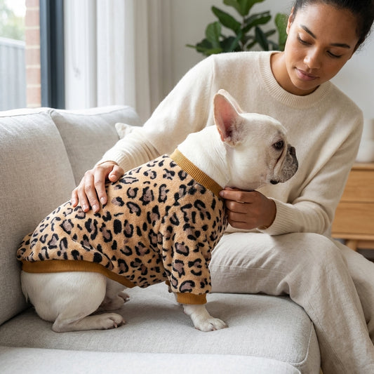 Winter Dog Pajamas – Leopard Print Warm Jacket for Small Dogs