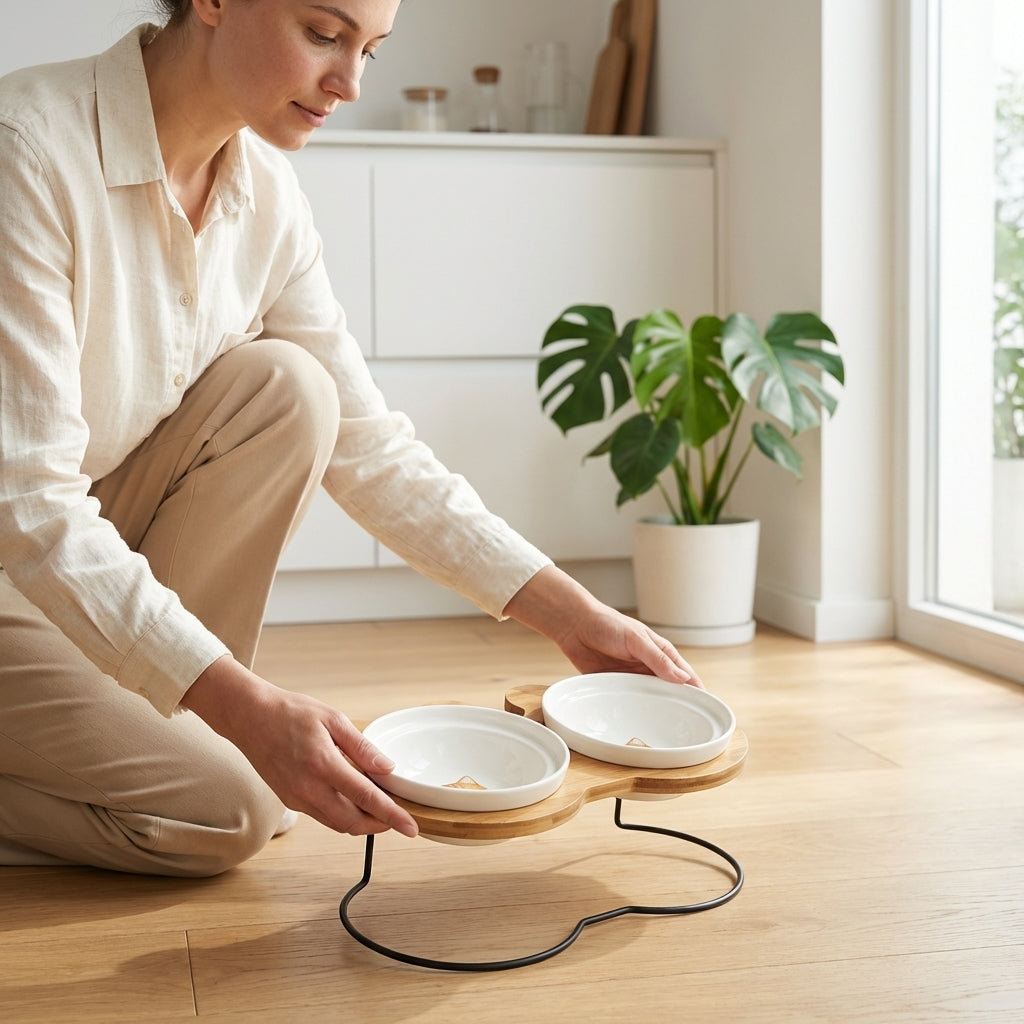 Raised Cat Bowl Stand – Elevated Feeder for Neck Relief and Comfort