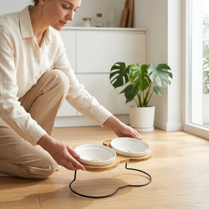 Raised Cat Bowl Stand – Elevated Feeder for Neck Relief and Comfort