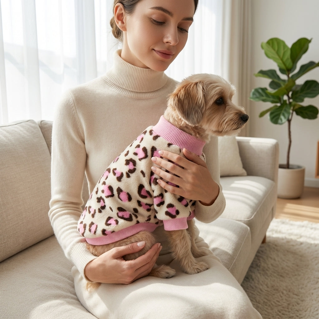 Winter Dog Pajamas – Leopard Print Warm Jacket for Small Dogs