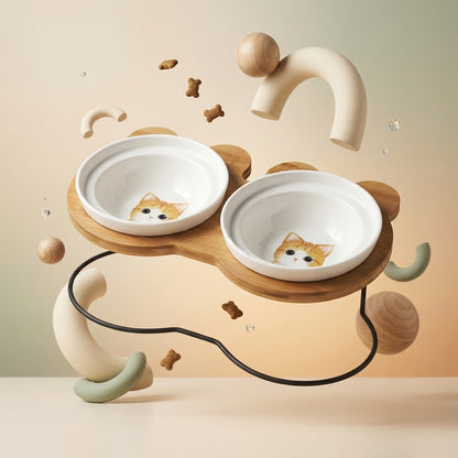 Raised Cat Bowl Stand – Elevated Feeder for Neck Relief and Comfort