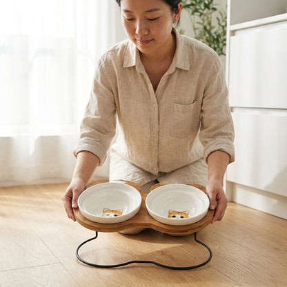 Raised Cat Bowl Stand – Elevated Feeder for Neck Relief and Comfort