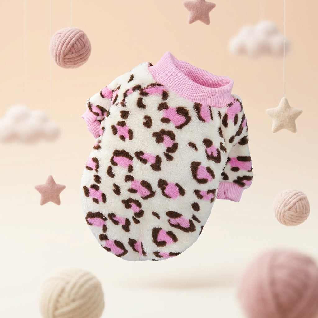 Winter Dog Pajamas – Leopard Print Warm Jacket for Small Dogs