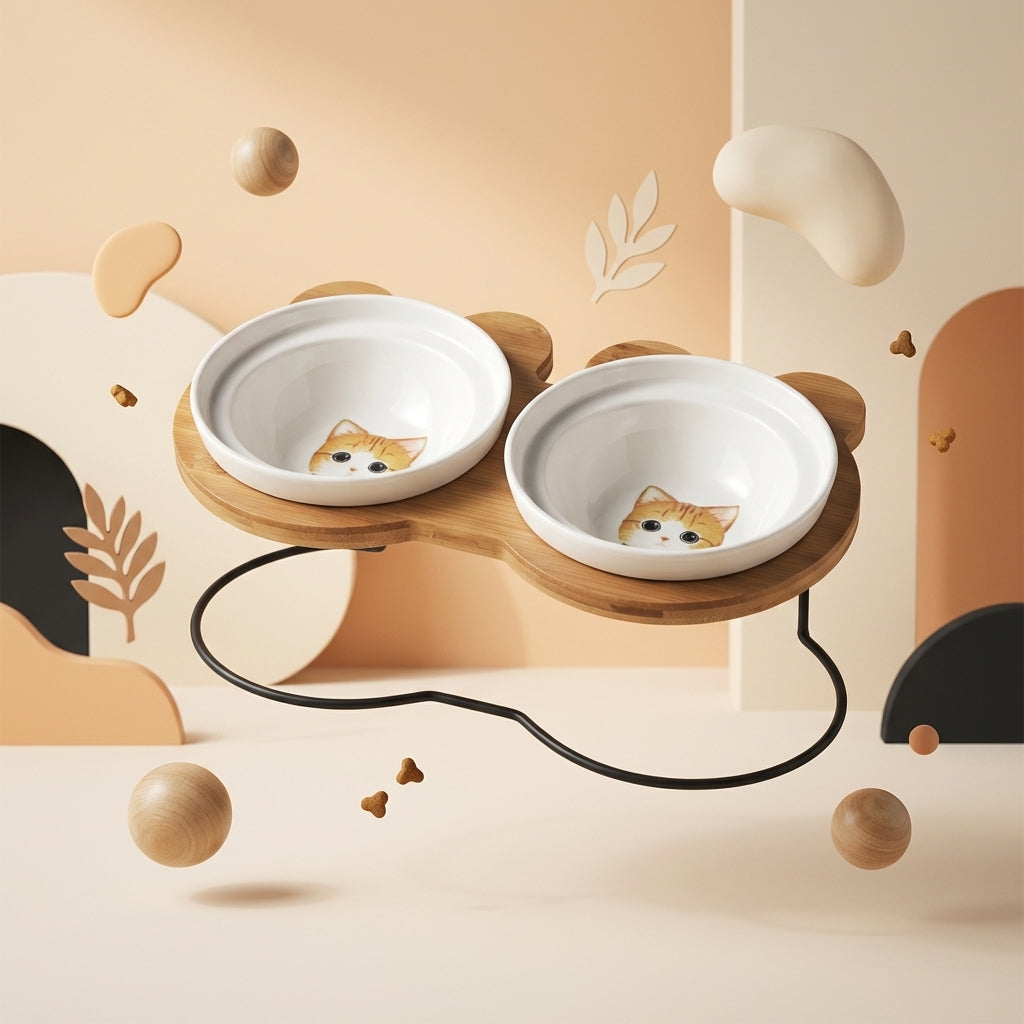 Raised Cat Bowl Stand – Elevated Feeder for Neck Relief and Comfort