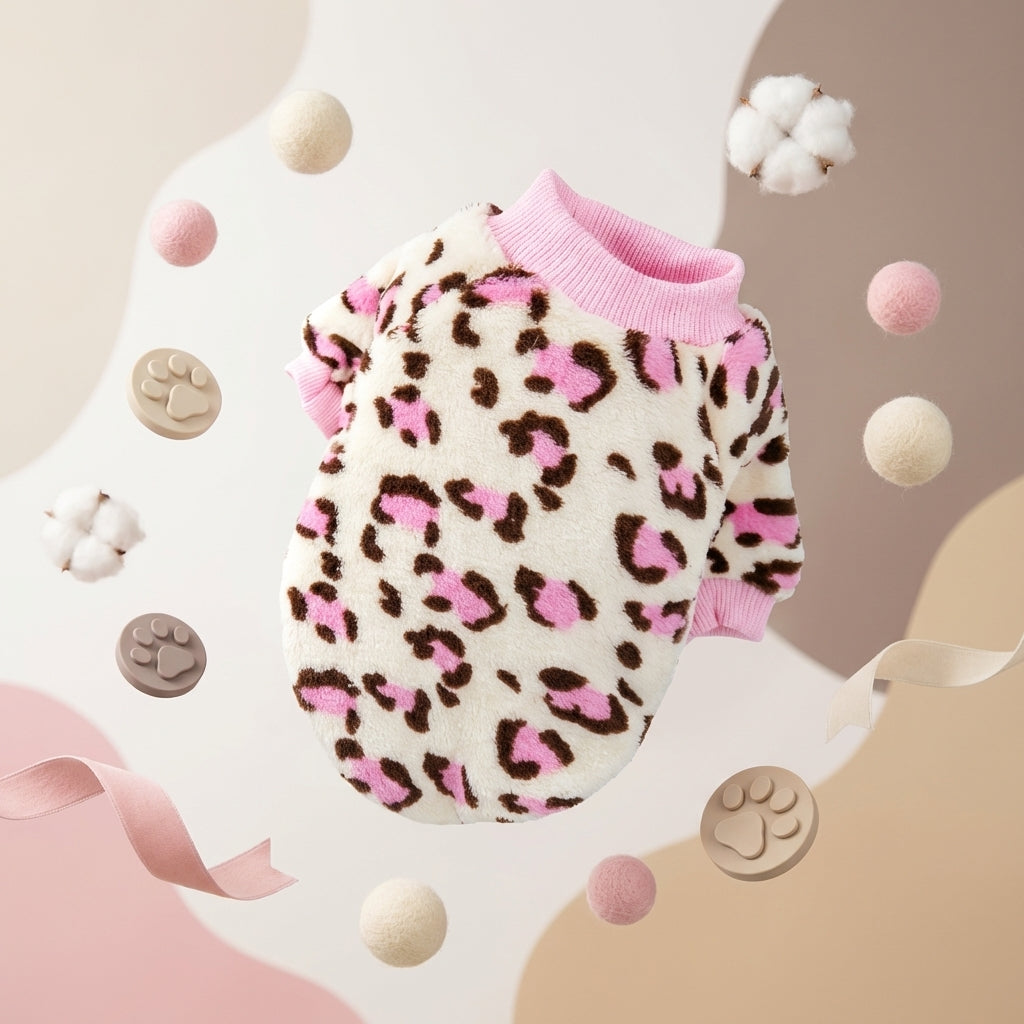 Winter Dog Pajamas – Leopard Print Warm Jacket for Small Dogs