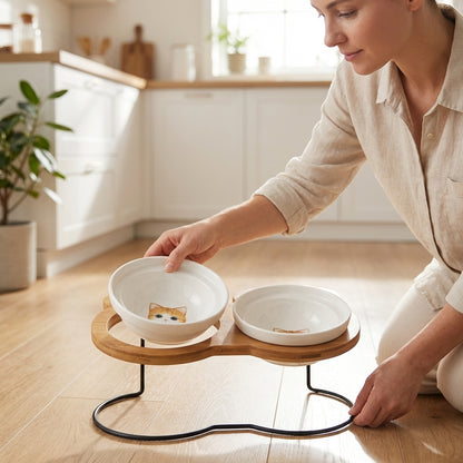 Raised Cat Bowl Stand – Elevated Feeder for Neck Relief and Comfort