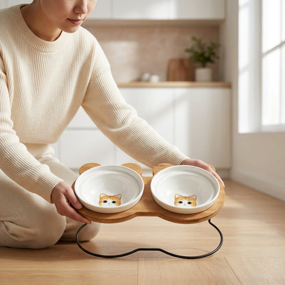 Raised Cat Bowl Stand – Elevated Feeder for Neck Relief and Comfort