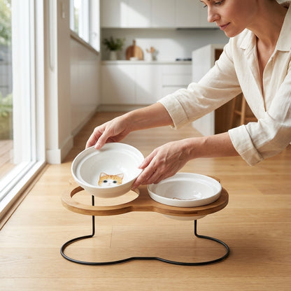 Raised Cat Bowl Stand – Elevated Feeder for Neck Relief and Comfort