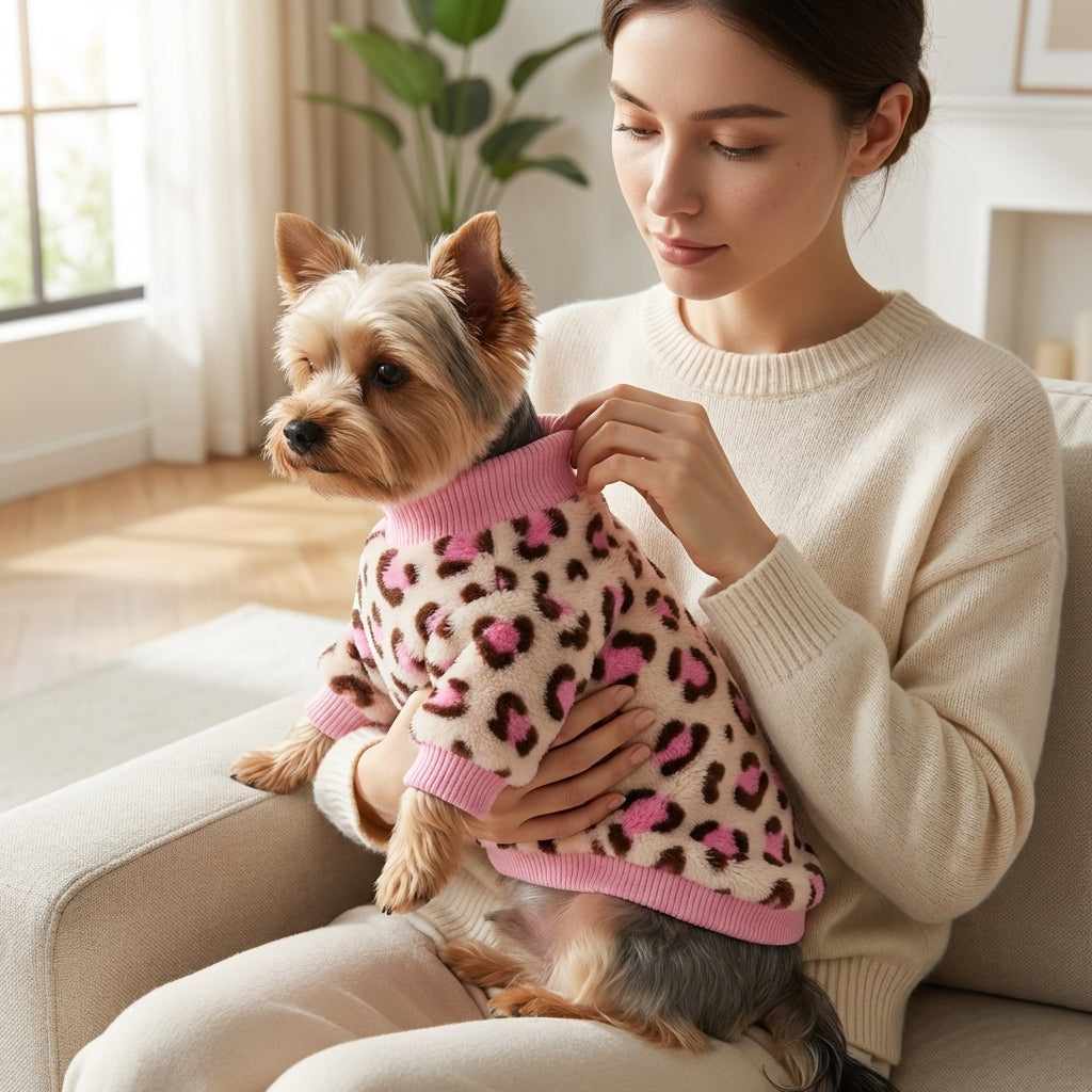 Winter Dog Pajamas – Leopard Print Warm Jacket for Small Dogs