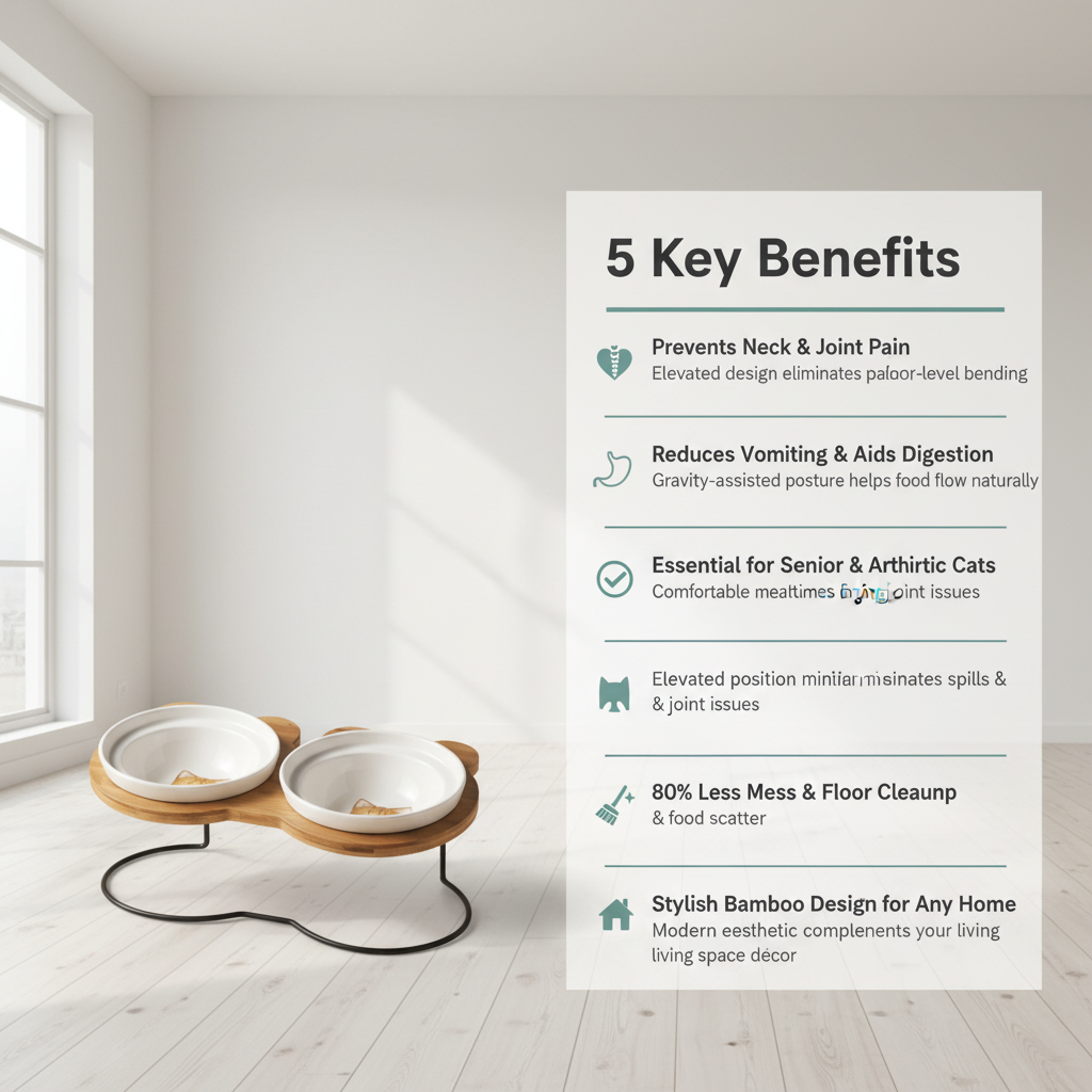 Raised Cat Bowl Stand – 5 Key Benefits Infographic