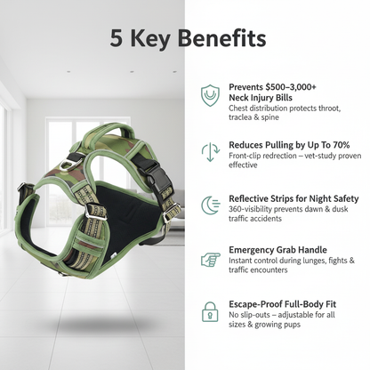 Tactical Dog Harness No-Pull 5 Key Benefits Infographic